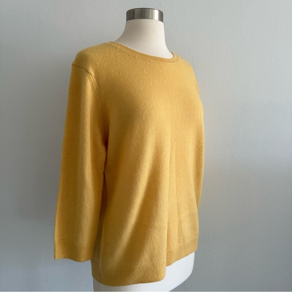 New Iris Von Arnim Cashmere Silk Yellow Crew Neck Sweater - Picture 6 of 11
